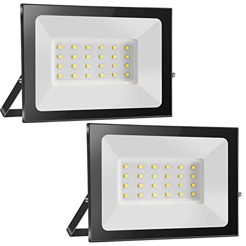 loyal 2 pacotes de 20 W Faretto LED da Esterno 2000 LM, super luminoso branco caldo 3000 K Luce di Sicurezza, IP65 impermeável Proiettore farol, Fari LED lâmpada per Garage Giardino Corridoio Piazza