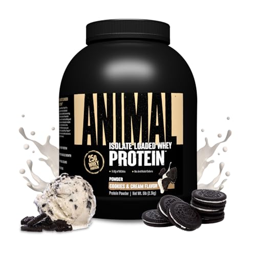 Universal Nutrition ANIMAL Whey Protein Powder Cookies & Cream - Proteína em pó para batidos de proteínas e construção muscular, isolado de soro de leite em pó, 2,3 kg