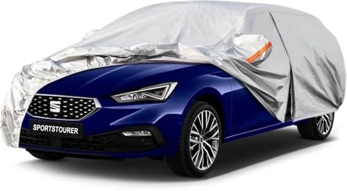 Kayme Capa para carro exterior, compatível com Seat Leon Sportstourer/ST/X-Perience (2012-2024), capa para carro impermeável respirável anti-UV anti-pó de 6 camadas, cobertura de carro com fecho de