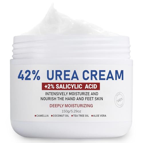 OUKEYA Creme ureia a 42% com ácido salicílico a 2%, creme pés mãos tratamento intensivo para pele rachada, saltos e cotovelos, creme hidratante pés secos e rachados, elimina calos anti-fissuras