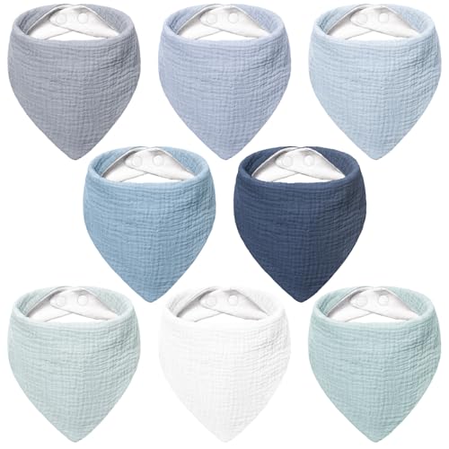 Babadores de musselina 100% algodão bandana babete para bebés unissexo bebés meninas meninos bebé e dentição 8 - embalagens.