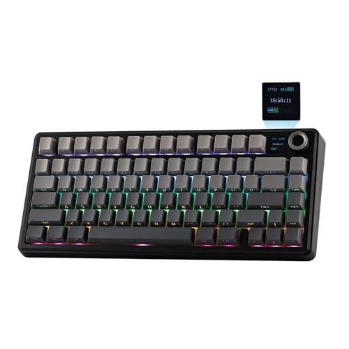 EPOMAKER X Sala de aula F75 MAX Teclado mecânico sem fios para jogos com ecrã TFT e botão, Gasket em formato de 75% US, intercambiável a quente, para PC/Mac/Linux, (preto, interruptor de reaper)