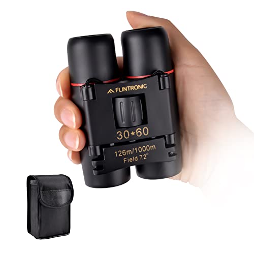 Flintronic Binóculos compactos, 30 x 60, binóculos mini impermeáveis, binóculos dobráveis, leves, binóculos pequenos para caça, turismo, observação de pássaros, caminhadas, astronomia