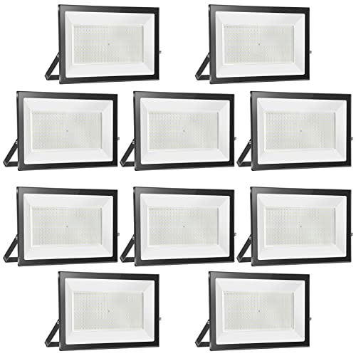 Royana 10 peças 300 W holofotes LED exterior 3000 K branco quente projetor LED exterior IP65 luz de segurança impermeável para exterior iluminação jardim garagem alpendre holofote varanda relva