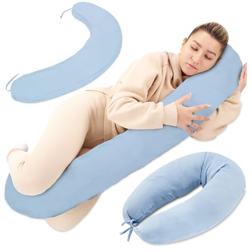 Almofada de amamentação e gravidez de 190 cm, perfeita para descanso e relaxamento, ideal para futuras mães, forma de C musselina