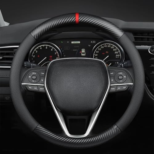 Carodi Capa de volante de carro de fibra de carbono, confortável e antiderrapante, universal de 15 polegadas (preto)