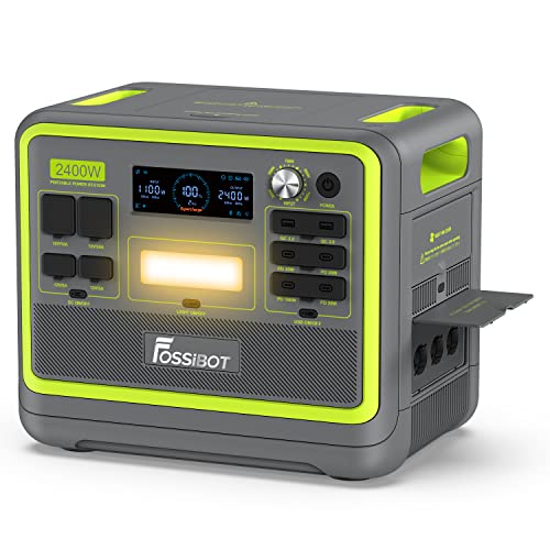 FOSSiBOT Estação de energia portátil F2400, bateria LiFePO4 2048 Wh, 3 tomadas CA para um total de 2400 W de potência (4800 W de pico), gerador solar portátil para campismo, viagens