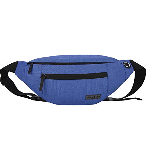Bolsa de cintura unissexo com conetor para auriculares e 3 bolsos com fecho de correr, cinto ajustável, bolsa para treino ao ar livre, viagens, casual, corrida, caminhadas