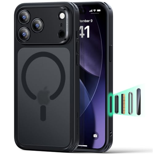 ESR Capa para iPhone 2025 Pro MAX, controlo da câmera, compatível MagSafe, proteção militar à prova de impactos, cantos Air Guard, capa híbrida clássica (HaloLock), preto fosco