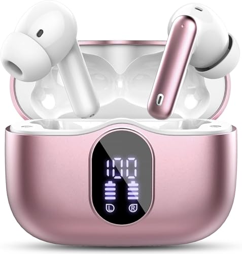 Auriculares sem fios, Bluetooth 5.4 com HD microfone estéreo HiFi ecrã LED, redução de ruído, 14,2 mm controlador dinâmico, IP7 impermeável 40H capacetes sem fios