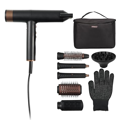 Princess Airstyler Pro, 7 em 1, 3 níveis de calor e velocidade, função iónica, Cool Shot, cabo de 1,8 m, mala de viagem, 7 acessórios, luva térmica, motor BLDC, 2000 W, 01,5292000 5.01. 001