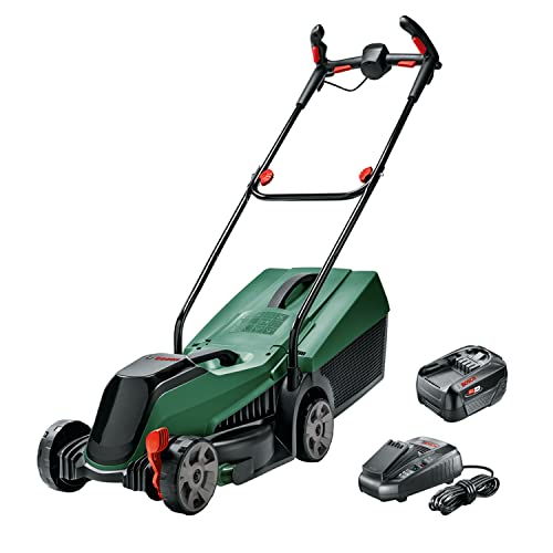 Bosch Home and Garden 06008B9A07 Corta-relvas a bateria CityMower, 18 V, 1 bateria 4,0 Ah, largura de corte: 32 cm, relva, até 300 m2, embalagem em caixa