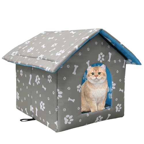 Vinnypet - Nicho de exterior para gatos, fácil de lavar, dobrável, com almofada removível resistente a intempéries, para gatos, impermeável, 45 x 43 x 40 cm