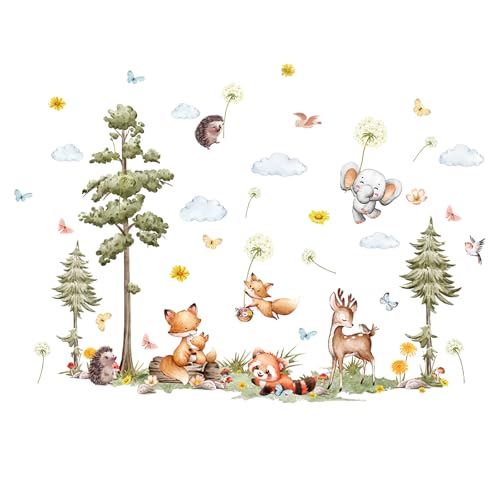 milaosk Autocolantes de parede decorativos para crianças papel de parede infantil vinil autocolante parede animais de floresta murais adesivos e autocolantes de parede decoração de parede quarto