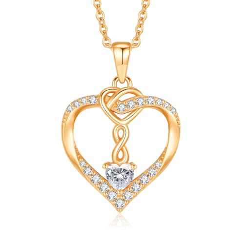 Jrêveinfini Colar mulher prata 925 coração e infinito com zircões, design simbólico de amor eterno, colar personalizado presente para mãe, namorada, filha