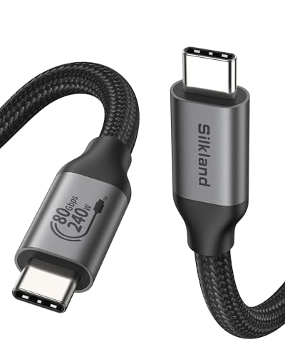 Silkland 80 Gbps USB4 V2.0 para cabo Thunderbolt 5 3 m, até 120 Gbps com Bandwidth Boost, 16 K/Dual 8 K, carregamento rápido de 240 W, cabo USB C USB C para Thunderbolt 4/3, MacBook M4 Pro, SSD, Dock