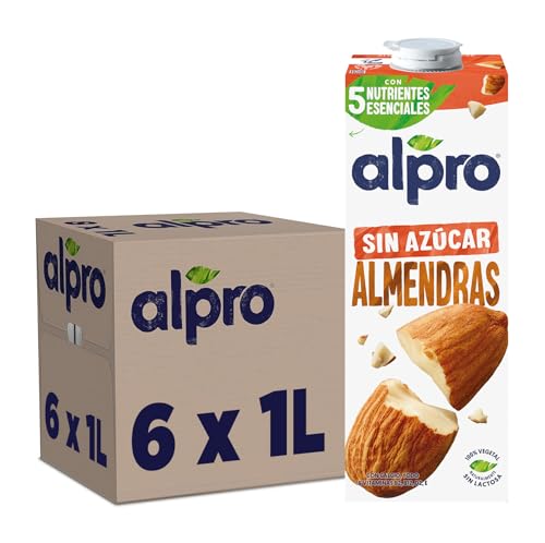 Alpro Bebida vegetal de amêndoa sem açucar, embalagem de 6 x 1 l