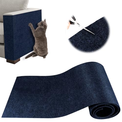 Raspador para gatos, protetor sofá gatos aranho, tapete de raspador para gatos com auto-adesivo, 200 x 40 cm, ideal para sofás, móveis e paredes, protetor de sofá gatos, sisal e carpetecaqui (azul)