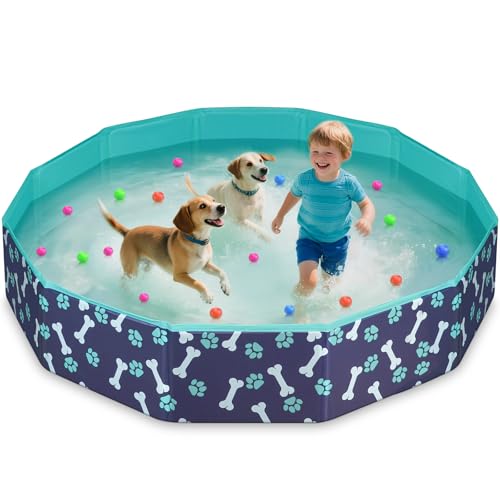HaoVrisn Piscina cães grandes, piscina infantil para crianças e animais de estimação, antiderrapante e PVC espessado, 120 x 30 cm, piscina para cães com remendos e válvula de drenagem (120 x 30 cm)