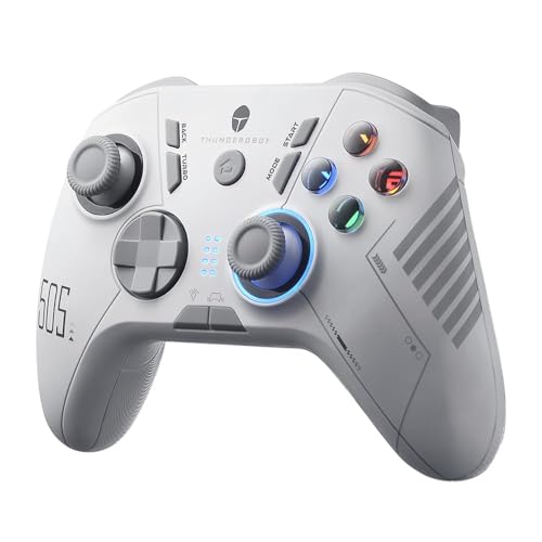 Thunderobot G50S 1000HZ Mando PC Inalambrico for Windows,Switch,IOS&Android,6 Botones Programables,Mando para PC con Joysticks y gatillos de efecto Hall/Giroscopio (Blanco, G50S)