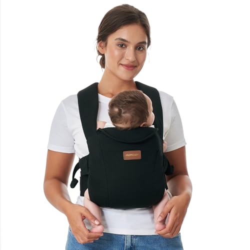 Momcozy Porta-bebés recém-nascidos a partir do nascimento, ajuda ergonómica com suporte para o pescoço, leve e seguro (3-11 kg), preto
