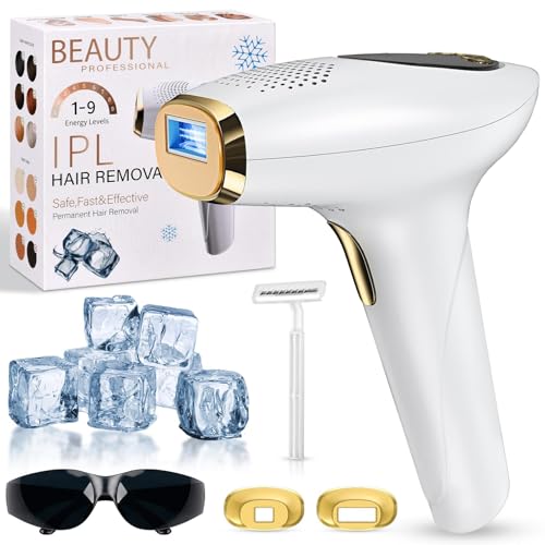 NIKYJM IPL Depiladora a laser com refrigeração, função inovadora 3 em 1 HR/RA/SC, 9 níveis de energia, 999,999 Flashes depiladora luz de pressão para homem, mulher, pernas, axilas, corpo (branco)