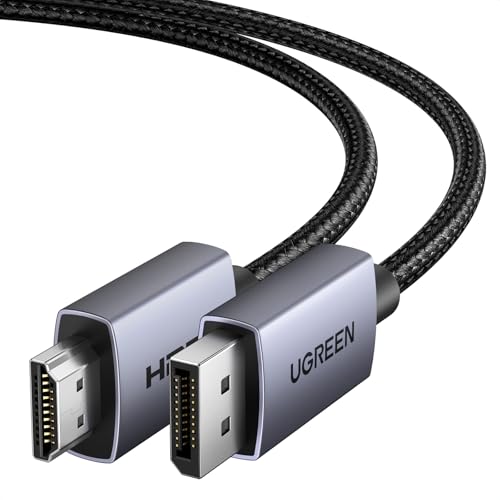 UGREEN Cabo DisplayPort para HDMI 1,4 4K 30Hz 2K 60Hz 1080P 120Hz 10,2 Gbps HDR HDCP, compatível com DELL HP projetor monitor, 3 m