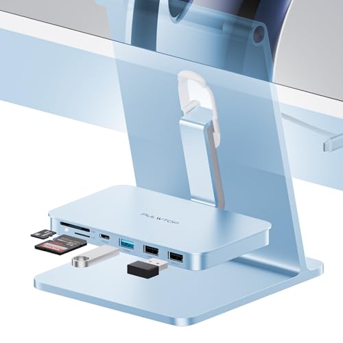 PULWTOP USB C Hub para iMac M1/M3/M4, iMac Acessórios para iMac 24" 2021/2023/2024, Hub USB iMac com USB A/C de 10 Gbps, SD/TF para iMac de 24 polegadas e Studio Display de 27", iMac Hub Ub azul (Sem