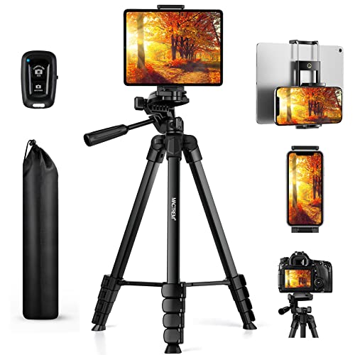 Tripé para iPad iPhone câmera, 172 cm tripé câmara de telemóvel com remoto Bluetooth para tablet Smartphone/Huawei/Samsung, GoPro, Nikon, Sony