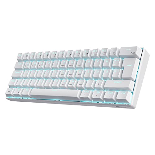 RK ROYAL KLUDGE RK61-DE QWERTZ - Teclado mecânico com cabo / Bluetooth / 2,4 GHz, 60% teclado mecânico, teclas ABS, interruptor vermelho, para iOS, Android, Windows e Mac, cor branca