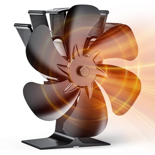 Wopigh 6 Páginas ventilador de lareira, ventilador não elétrico para lareira, ventilador de fogão de lena silenciosa, para fogões de lenha de lenha/lenha/fogão