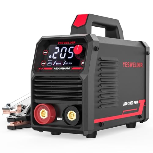 YESWELDER 205Amp ARC Soldador 230 V MMA/Lift TIG Soldador portátil, grande ecrã LED digital Inverter IGBT soldagem com início a quente da força do arco, anti-Stick