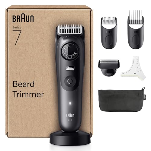 Braun Aparador de barba série 7 BT7525, 7 acessórios para barba, 40 comprimentos, lâmina ProBlade, cinzento