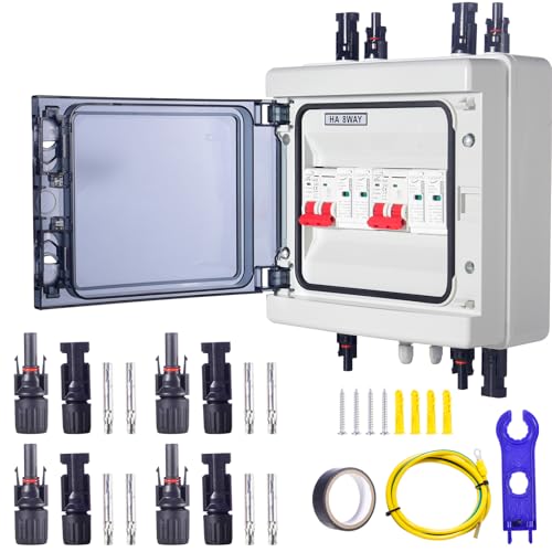HENYEER Proteção contra surtos fotovoltaica, interruptor isolador CC 2 em 2 saídas, disjuntor de proteção contra raios, interruptor isolador CC 40 A/1000 V, caixa de conexão solar impe