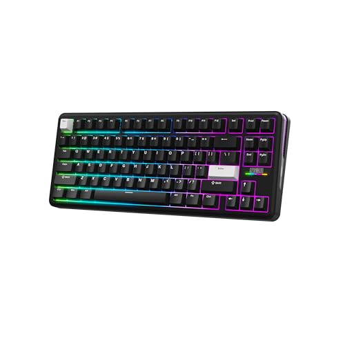 EPOMAKER TH85 Teclado mecânico sem fios para jogos com QMK/Via, intercambiável a quente de BT/2,4 Ghz/USB, com RGB e teclas programáveis disponíveis nos EUA 75% (preto branco, Creamy Jade Switch)