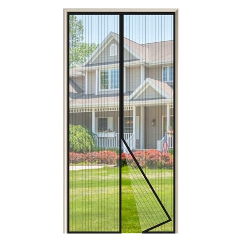 JIANJIAO mosquiteiro porta magnética, 85 x 205 cm, porta de tela, cortina para da varanda, corredor, com anti-mosquitos inseto, automático, preto