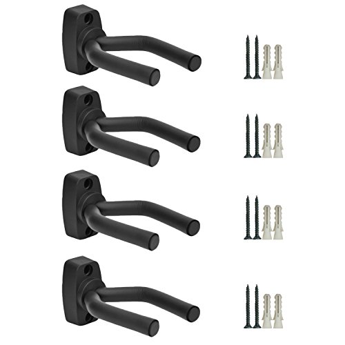 4 cabides para guitarra, suporte de parede, suporte para guitarra acústica, ukulele, baixo, bandolim banjo, suporte de parede, ganchos pretos (4)