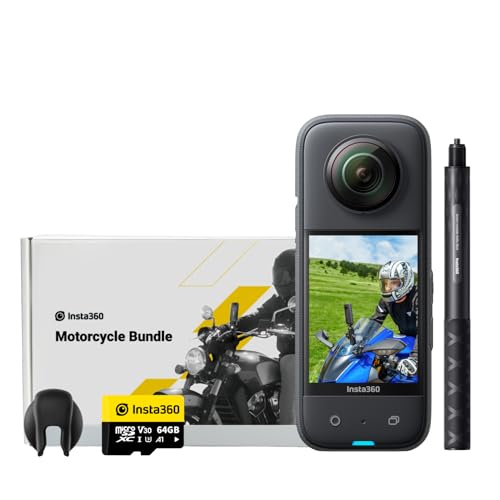 Insta360 X3 Kit motociclista - câmara de ação 360 resistente à água, sensor de 1/2", 5,7 K 360, fotos 72 MP, estabilização, ecrã táctil de 2,29 ", edição da IA, Live Streaming, webcam