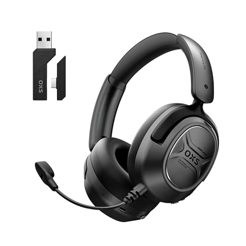 OXS Storm A2 Auriculares sem fios para jogos, cancelamento ativo de ruído, Bluetooth 5,4 e baixa latência de 2,4 GHz, modos EQ duplos, 70 horas de bateria, para PC, PS4, PS5, Switch e telemóvel, preto