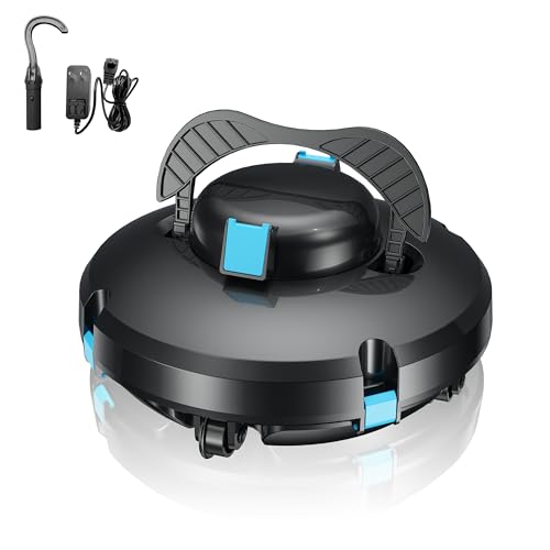 Vozascly S1 Robot Limpador de fundos de piscina, bateria de motor duplo, 130 mm de automonomia para piscinas elevadas de até 100 m², sobe brincos de 18 °, estacionamento automático, dupla filtragem