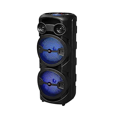 BSL-S60 Altifalante Bluetooth com iluminação RGB | rádio FM leitor USB | função Karaoke com microfone, potência de 2 x 15 W, bateria de até 4 horas duração, rodas para transporte.