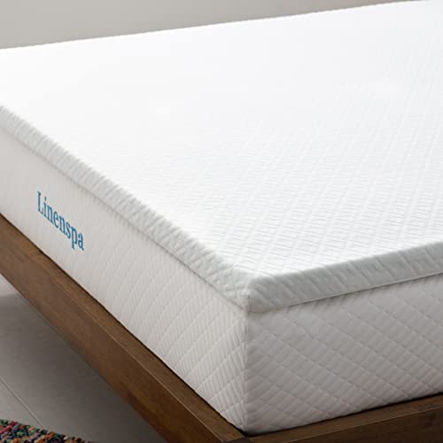Linenspa Sobrecolchão viscoelástico para colchão 90 x 200 cm, espessura de 5 cm, com gel e capa com fecho de correr lavável, Oeko-Tex