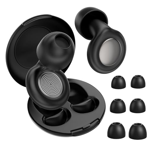 ZEEOYAN Tampões ouvidos ruído dormir, silicone tampões reutilizáveis ultra macios com 4 pares de almofadas de silicone, tampões para dormir para estudar (cinzento, extrapequeno)