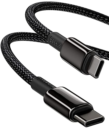 Baseus Cabo USB C a USB C de carregamento rápido de 100 W, cabo de carregador tipo C PD 5A QC 4.0, nylon cabo USBC para telemóvel Android, MacBook Air/Pro, iPad Pro 12.9/11/Air/Mini, Samsung Galaxy