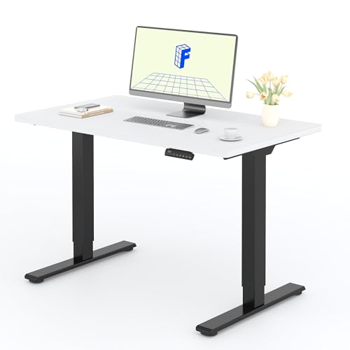 FLEXISPOT 2 Motor de mesa elétrica elevável 120 x 80 com uma mesa completa, mesa de elevação com painel de memória, mesa elétrica regulável em altura, carga de 100 kg, preto + branco