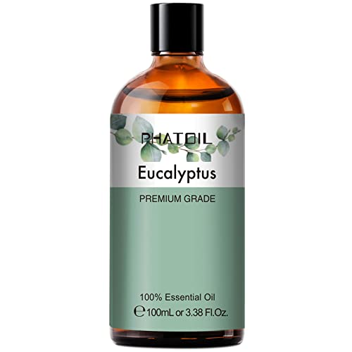 Óleo essencial Eucalipto 100 ml, PHATOIL óleos essenciais humidificador, óleo de eucalipto natural puro para difusor, aromaterapia, vela