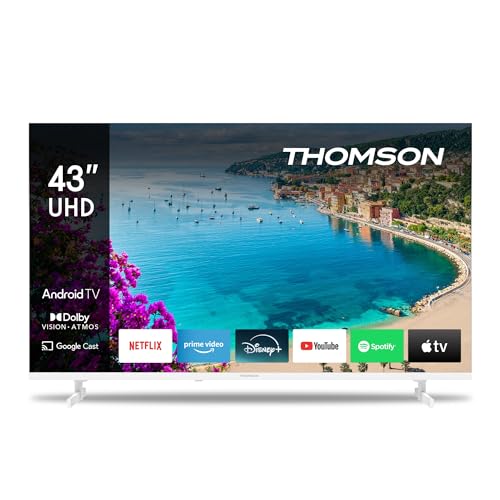 THOMSON - 43 polegadas (109 cm) Ultra HD branco - Smart Android - WLAN, Triple Tuner, USB, HDMI, DVB-C-S2-T2, AV IN, Ci, A+ Panel - 43UA5S13W - 2025