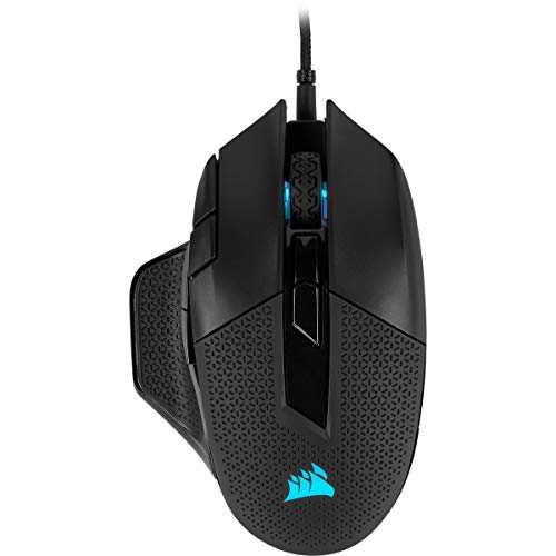 Corsair NIGHTSWORD RGB Rato de jogo FPS/MOBA com cabo - 18.000 PPP - 10 botões programáveis - sistema de pesos - compatível com iCUE - PC, Mac, PS5, PS4, Xbox - preto