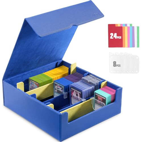 Procase Caixa para cartas, Deck Box para 2400 cartas com compartimentos caixa de armazenamento para MTG TCG - azul