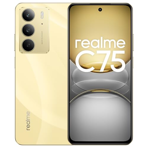 realme Smartphone C75 4G, ecrã FHD de 6,72", bateria de 6000 mAh, telemóvel de 8 + 128 GB, câmara AI de 50 MP, resistente à água e ao pó IP69, hipset Helio G92 MAX, ouro, sem adaptador